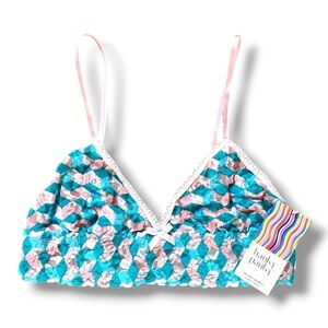 Hanky Panky Signature lace Plaid Triangle Bralette small New with tags Barbi